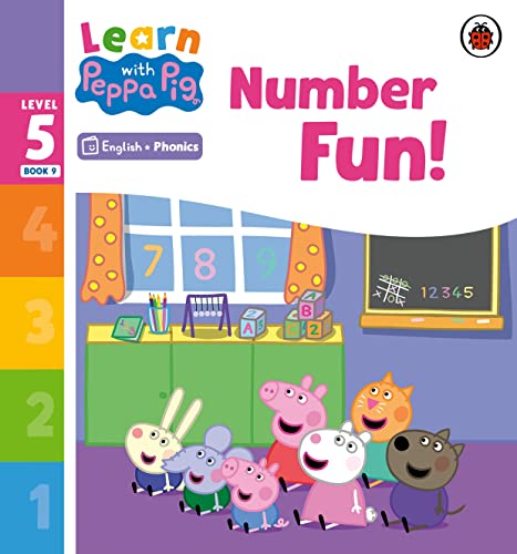 Peppa Pig and friends in a classroom learning numbers.