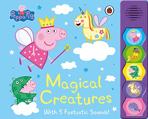 Peppa Pig sound book cover featuring Peppa as a princess with magical creatures.
