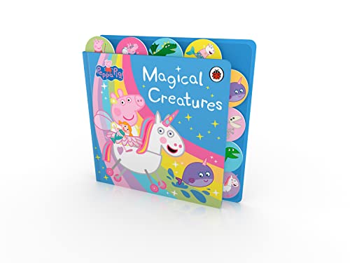 Peppa Pig book with tabbed pages, featuring Peppa and a unicorn.