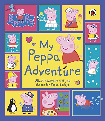 Peppa Pig" book cover with multiple images of Peppa in different outfits.
