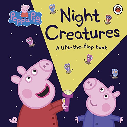 "Peppa Pig children's book cover featuring Peppa and brother George under a flashlight."