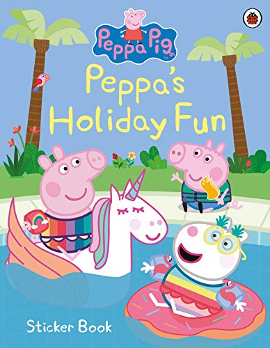 Peppa Pig sticker book cover with Peppa and family on holiday.