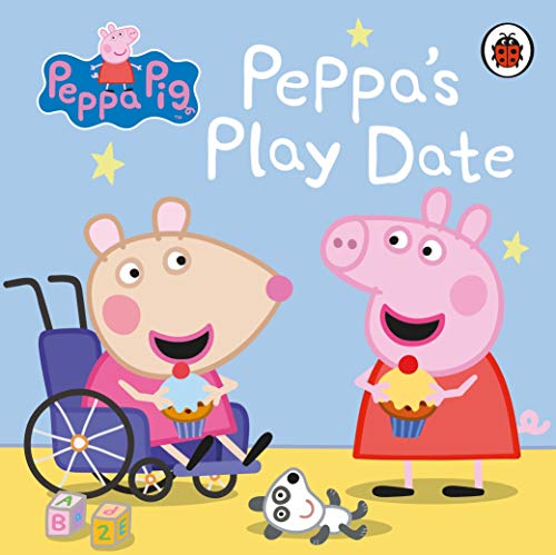 Peppa Pig and Remy the mouse with a cupcake, plus a small dog.