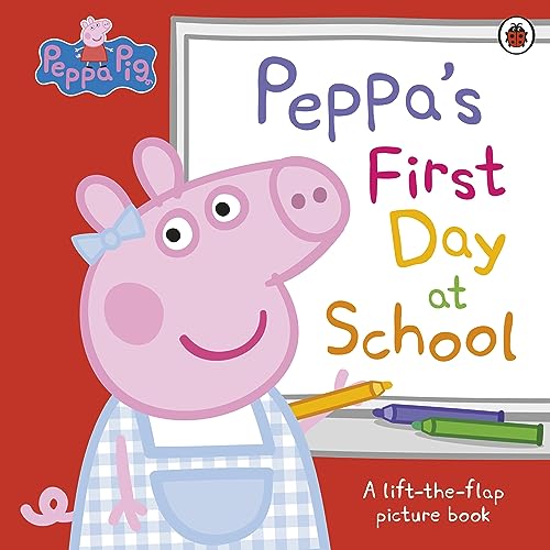Peppa Pig book cover depicting Peppa with school supplies.