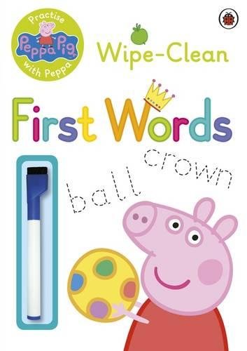 Peppa Pig wipe-clean book with marker, featuring first words and illustrations.