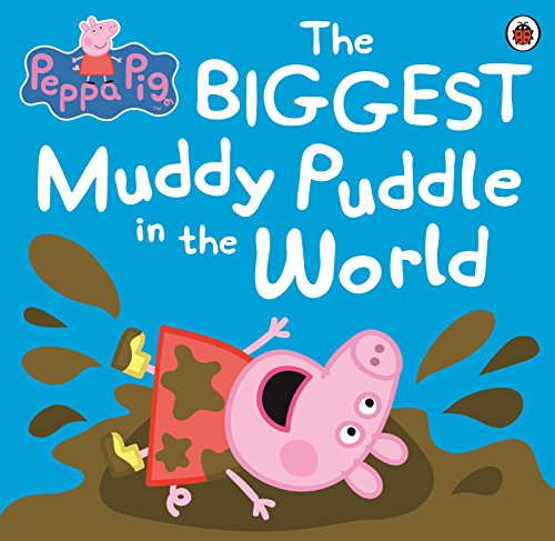 Peppa Pig book cover featuring a pink piglet jumping in mud.