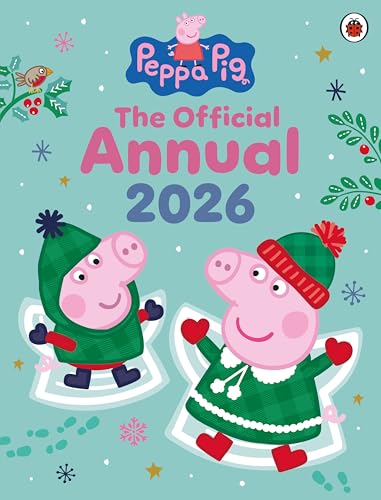 Peppa Pig Annual 2026 cover with Peppa and friends in winter outfits.