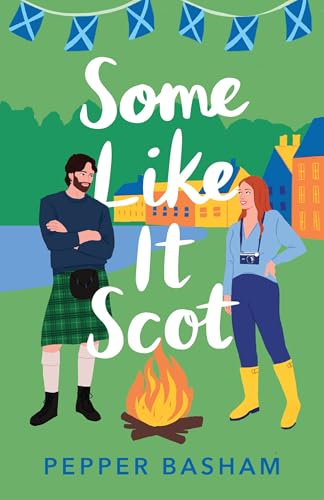 Book cover featuring a man in a kilt and a woman with a camera.