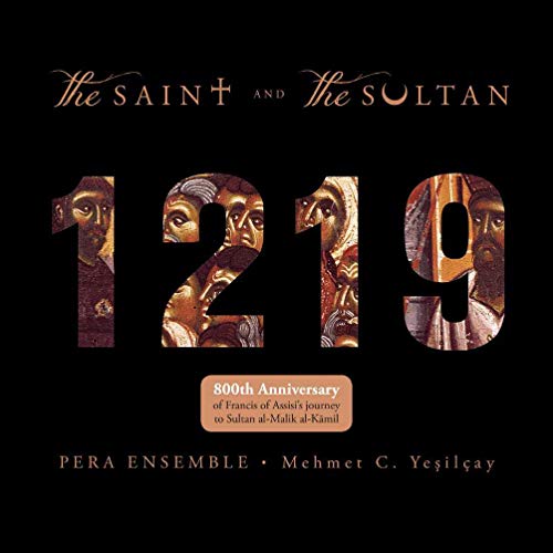 "Album cover with 'The Saint and the Sultan' title, featuring ornate numbers on a black background."