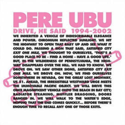 Pere Ubu album cover: pink text on black with scribbled pink lines.