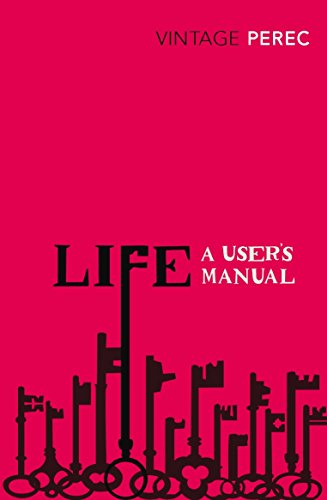 Book cover with red background, black keys, and title "Life: A User's Manual".