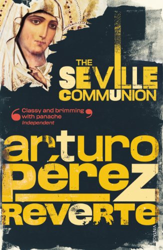 Book cover: religious painting fragment with bold yellow text, "The Seville Communion.