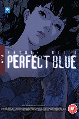 “Perfect Blue” DVD cover featuring a woman’s face and abstract blue imagery.