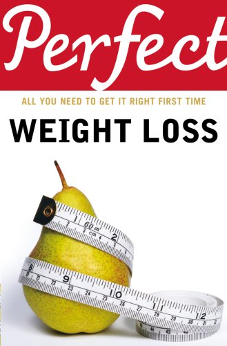 Book cover with a pear wrapped in a measuring tape, titled "Perfect Weight Loss".