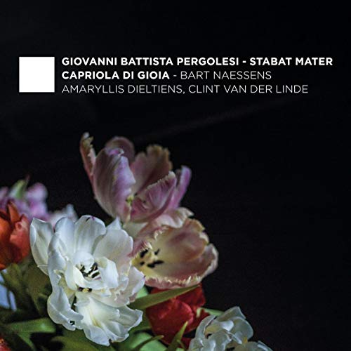 A CD cover featuring a bouquet of white and pink tulips against a black background.