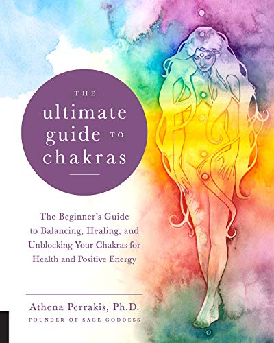 Book cover titled The Ultimate Guide to Chakras featuring a watercolor figure with chakras.