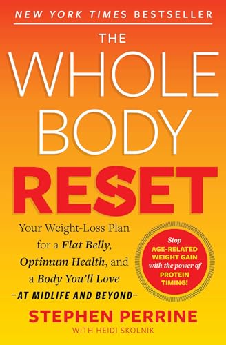 Book cover: "The Whole Body Reset" by Stephen Perrine, orange and white design.