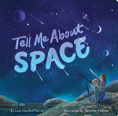 Children’s book cover depicting a nighttime scene with people stargazing.