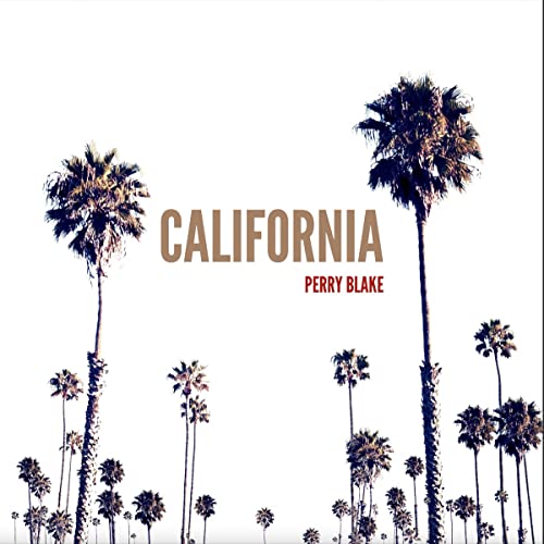 Album cover for Perry Blake’s “California” featuring palm trees and text.