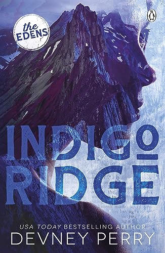 Book cover for Indigo Ridge showing a mountain silhouette and a person's profile.