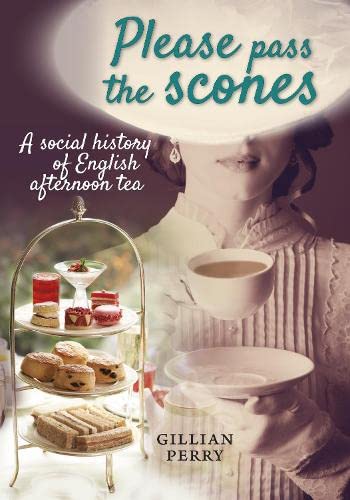 Book cover showing a woman in Victorian attire holding a teacup beside a tiered stand.
