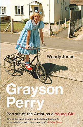Book cover featuring Grayson Perry as a child in a blue dress on a bicycle.