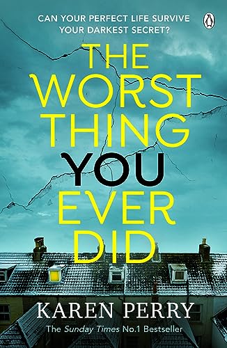 Book cover: dark stormy sky over rooftops, bold yellow title text.