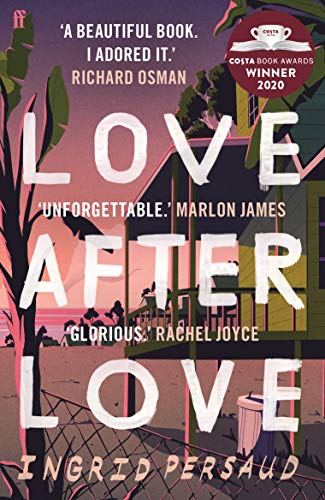 Book cover for Love After Love featuring a tropical house illustration and award sticker.