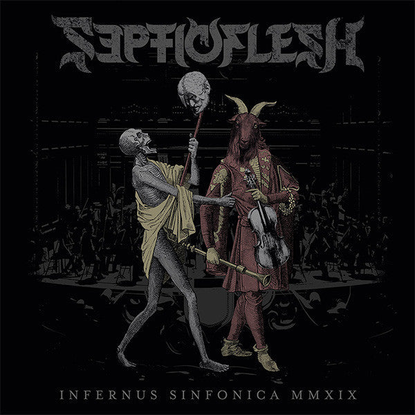 Dark album cover featuring a skeleton and horned figure shaking hands.