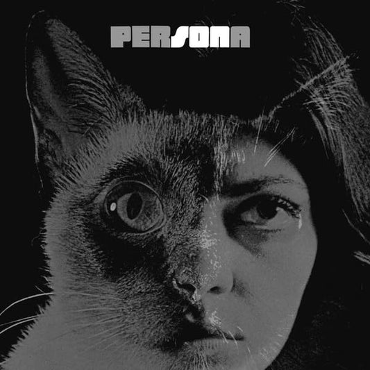Black and white image of a person’s face merging with a cat’s.