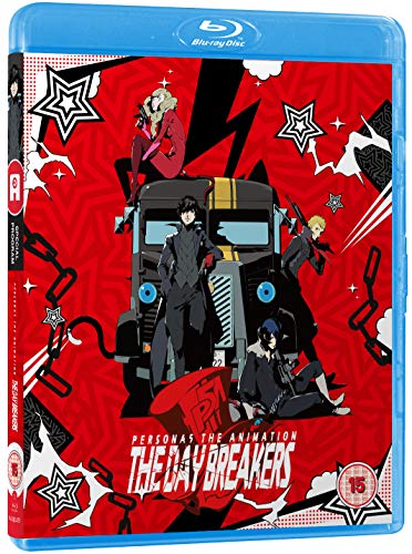 Persona 5 The Daybreakers" Blu-ray cover featuring anime characters and a red background.
