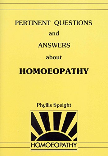 Book cover: "Pertinent Questions and Answers about Homoeopathy" by Phyllis Speight.