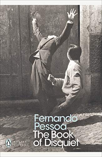 Book cover: black and white photo of two men, title "The Book of Disquiet".