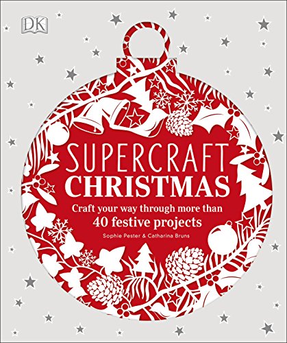 Book cover with red and white papercut Christmas ornament design.