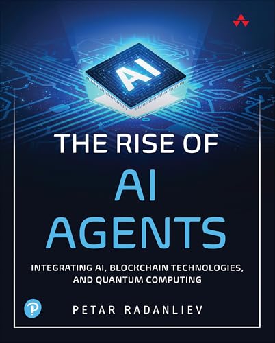 Book cover: “The Rise of AI Agents” with a glowing AI chip graphic.