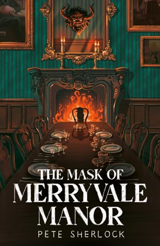 Book cover depicting a dark manor room with a demonic mask above a fireplace.