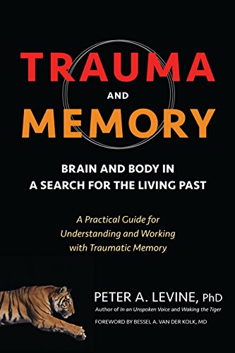 Book cover: "Trauma and Memory" with a tiger image at the bottom.
