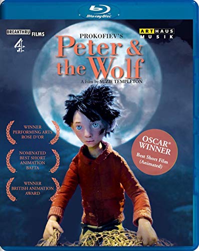 Blu-ray cover for "Peter & The Wolf" featuring stop-motion animation.