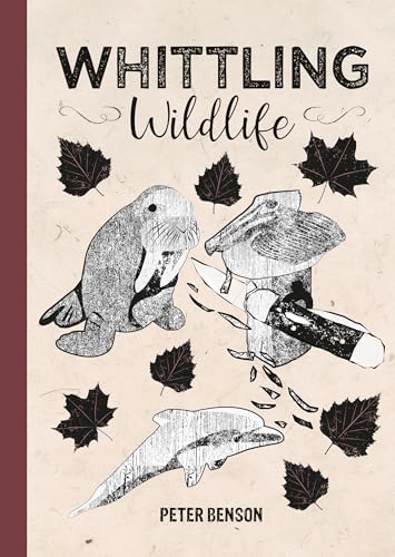 Book cover titled Whittling Wildlife showing illustrations of a walrus, pelican, dolphin, and knife.