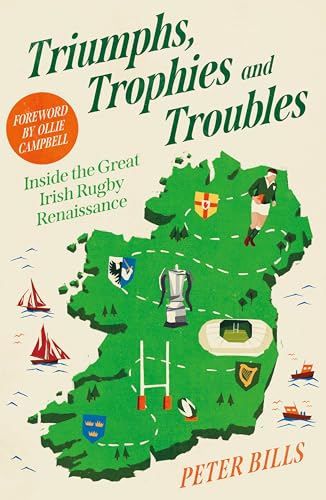 Book cover: illustrated map of Ireland with rugby imagery and text.