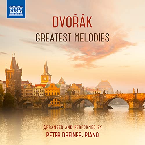 CD cover for Dvořák’s “Greatest Melodies” with a Prague cityscape.