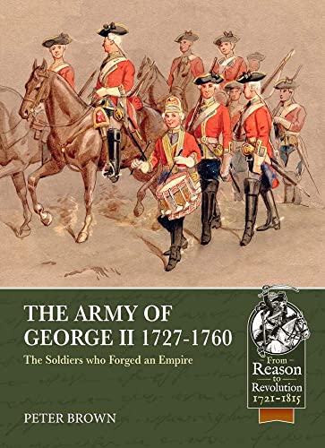 18th-century British soldiers on horseback and foot, book cover illustration.