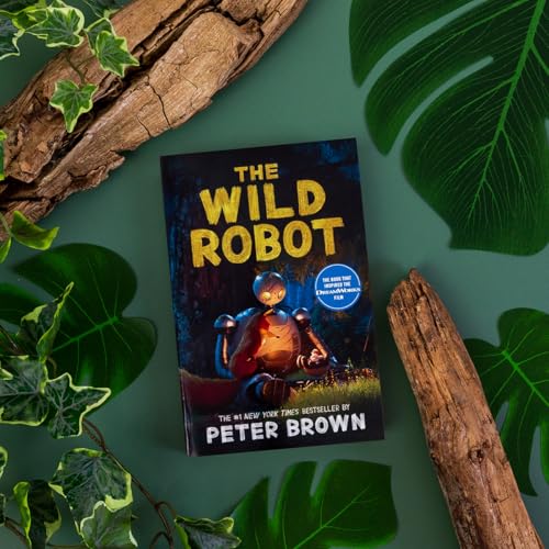 Book cover depicting a robot in a forest setting, surrounded by greenery.