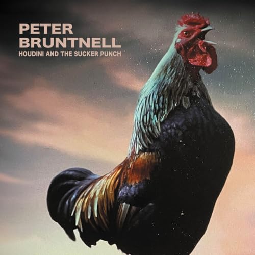CD cover featuring Peter Bruntnell, with a colorful rooster illustration.