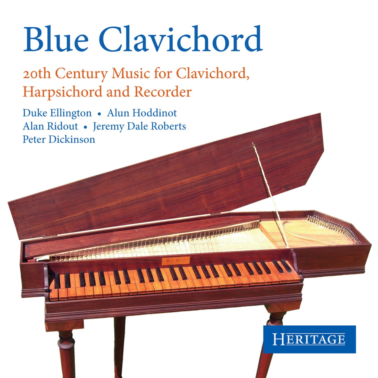 CD cover featuring a polished wooden clavichord with open lid.