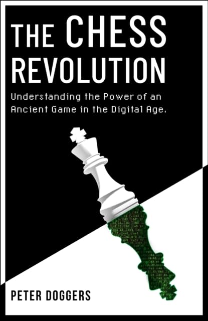 Book cover: "The Chess Revolution" with a white knight and digital code.