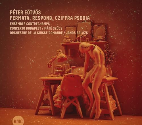 CD cover: surreal, reddish scene with a figure and furniture.