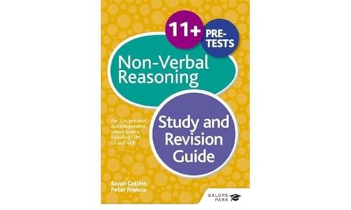 Yellow book cover with "11+ Non-Verbal Reasoning Study and Revision Guide" text.