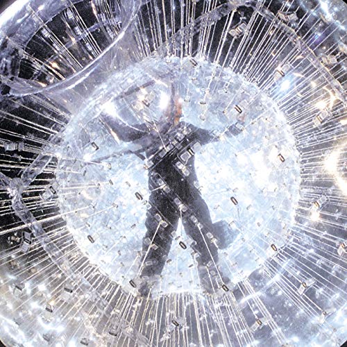 Peter Gabriel silhouetted within a radiating, circular network of lines.