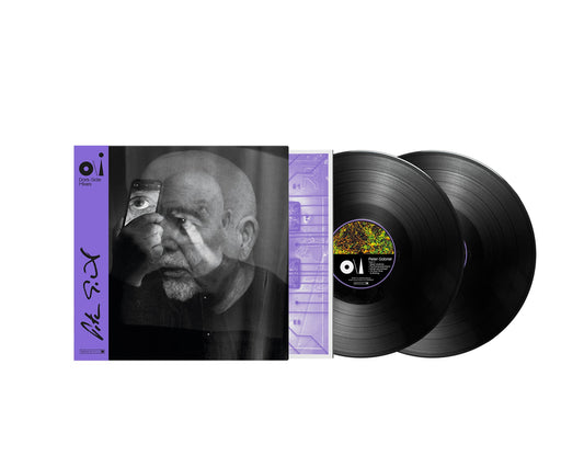 Peter Gabriel’s “oi” double vinyl record with album cover and label detail.